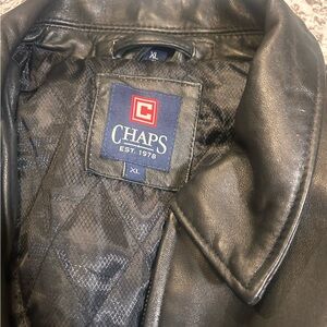 Chaps XL Black Leather Bomber Jacket